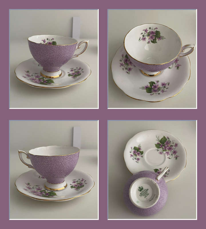 Rare 1949 Royal Standard Fine Bone China Tea Set - Purple Floral Pattern with Violet