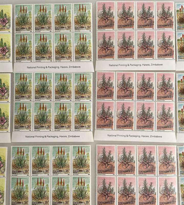 1988 Zimbabwe Aloe Stamp Lot  252 MNH Stamps  With Botanical Names  Blocks & Pairs
