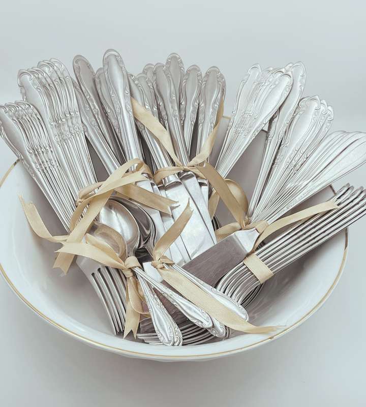 67-Piece Vintage Lucky Wood Japan 18-8 Stainless Steel Cutlery Set (1960s-1970s)