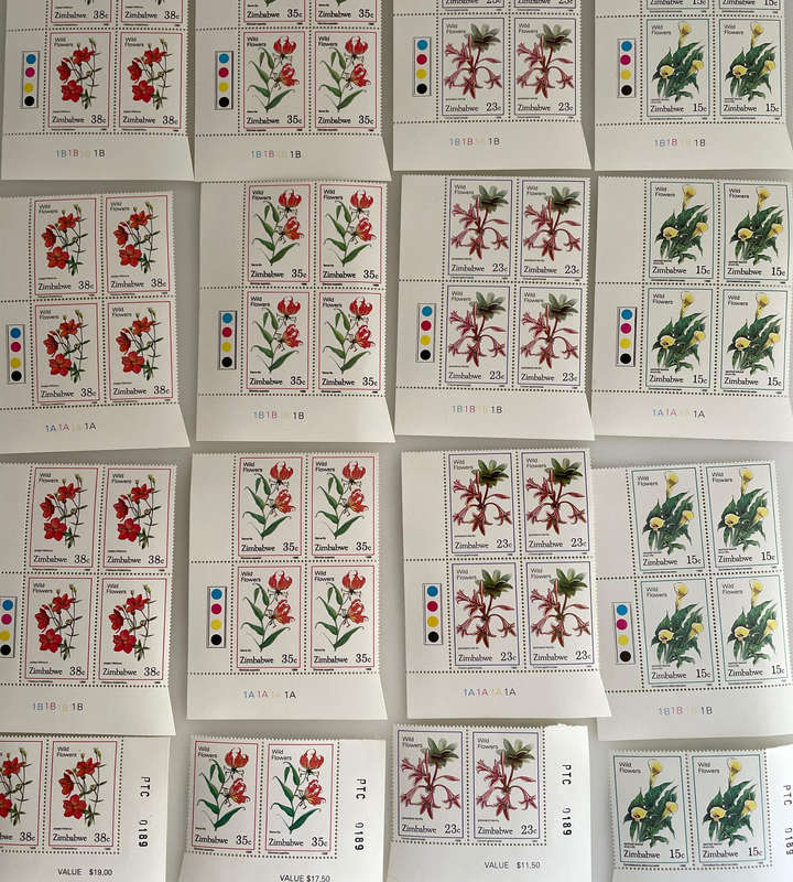 Zimbabwe Wildflower Stamps  1985 & 1989  MNH Blocks & Singles  252 Stamps Total