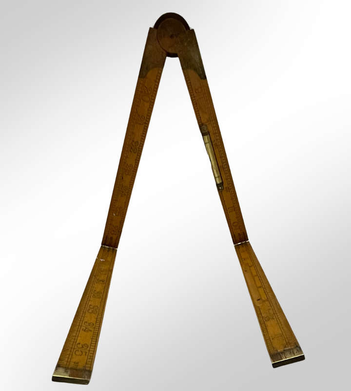 Vintage J. Rabone No. 1190 Boxwood Folding Rule  35 with Protractor Hinge & Spirit Level