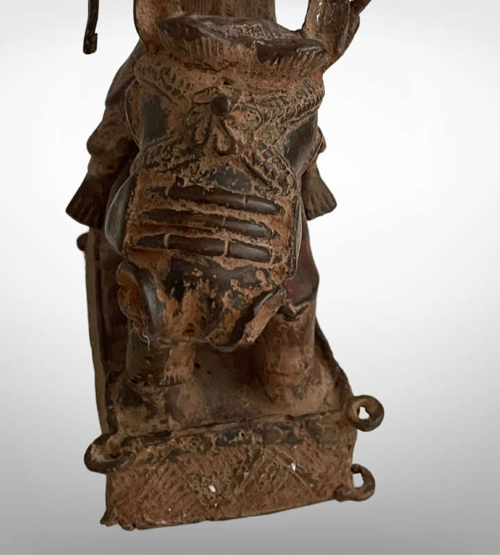 Rare Antique Benin Bronze Warrior on Horse | African Tribal Art | Cavalier Sculpture