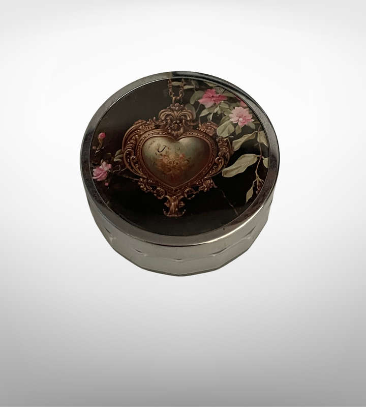 Restored Vintage Vanity Set - Hand Mirror, Brushes & Glass Jar with Black and Pink Coquette Décor