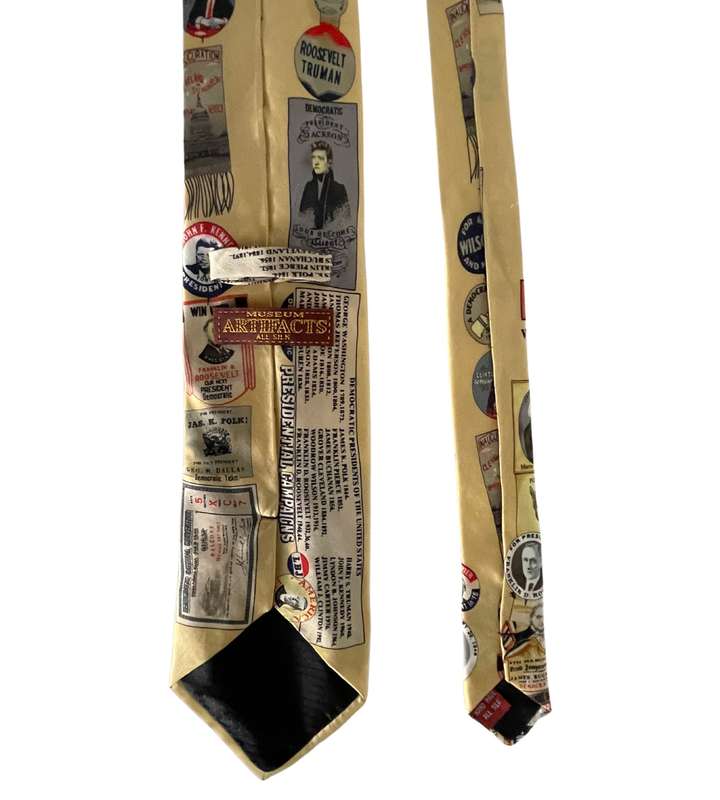 Vintage Museum Artifacts Democratic Presidential Campaign History Silk Men's Tie - Election Memorab