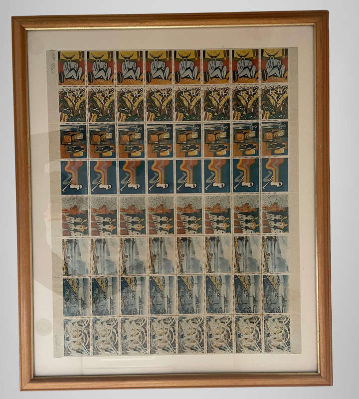Walter Battiss Fook Island Postage Stamps Signed by Giles Battiss | Limited Edition 17/20 | Framed