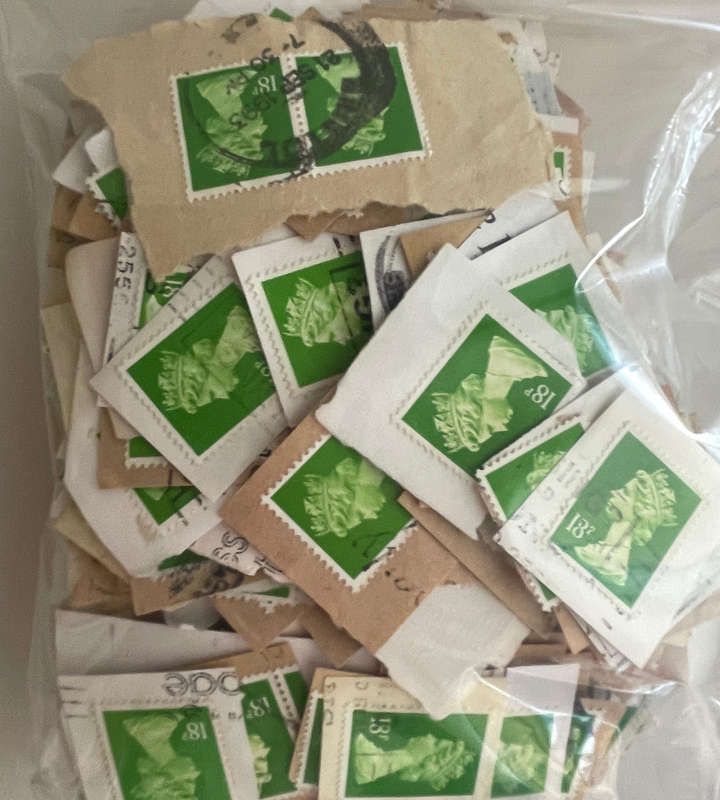 Massive Bulk Lot of UK Machin Definitive Stamps  Thousands on Paper  Lifetime Collection
