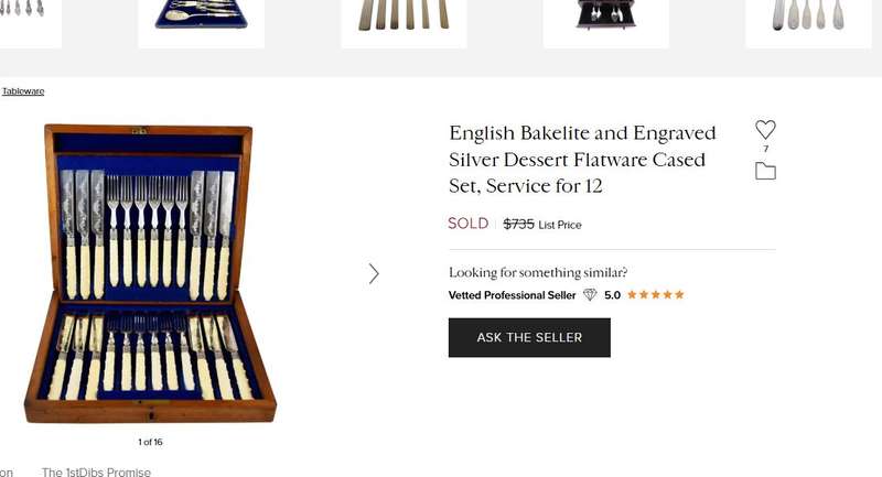 Antique Roberts & Belk silver-plated dessert cutlery set (12-piece) with cream handles -1890-1910