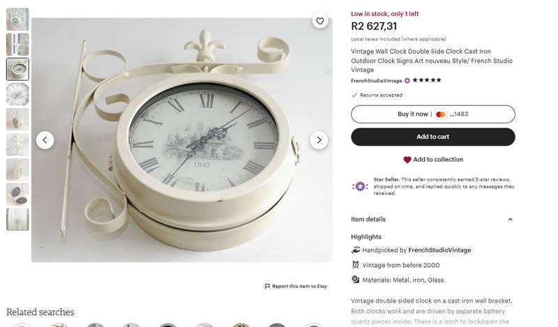 RARE Vintage Double-Sided Wall Clock  Perfect for Cottagecore Décor