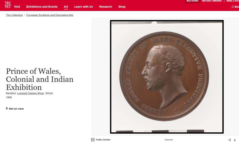 1886 Great Britain Colonial & Indian Exhibition Award Medal  Leonard Charles Wyon  Bronze