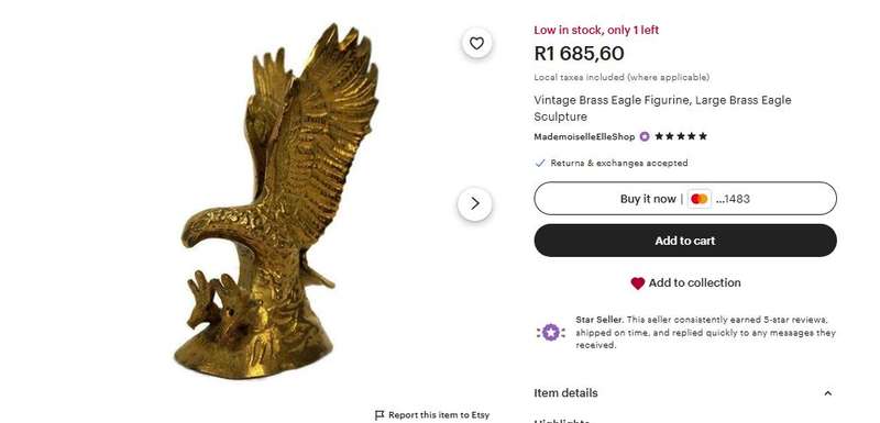 Vintage Brass Flying Eagle Sculpture  Feng Shui and Vastu Décor