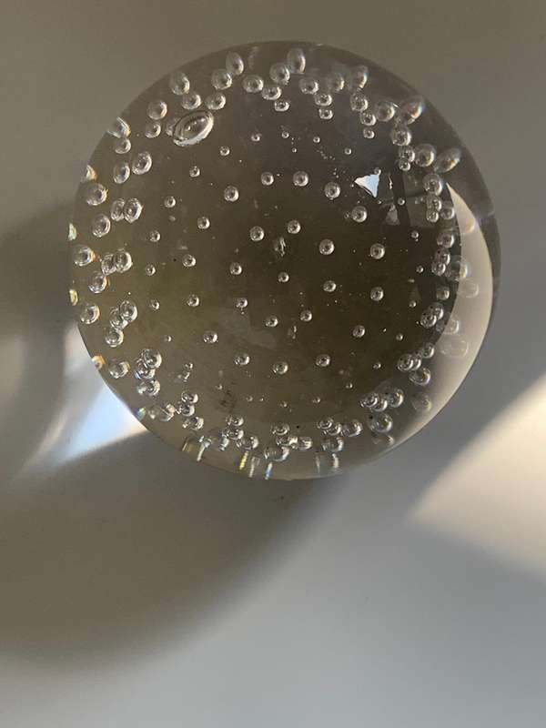 R1 Start - Glass Bubble Sphere Paperweight  63mm Clear Solid Orb with Air Bubbles