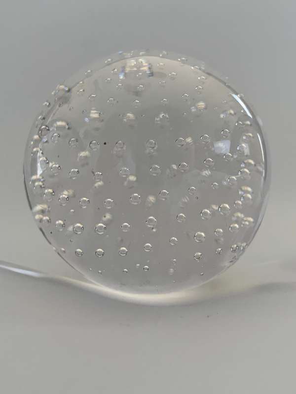 R1 Start - Glass Bubble Sphere Paperweight  63mm Clear Solid Orb with Air Bubbles