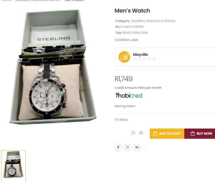 Men's Sterling Chronograph Watch  Heavy & Bold Design  Stainless Steel  Used Condition