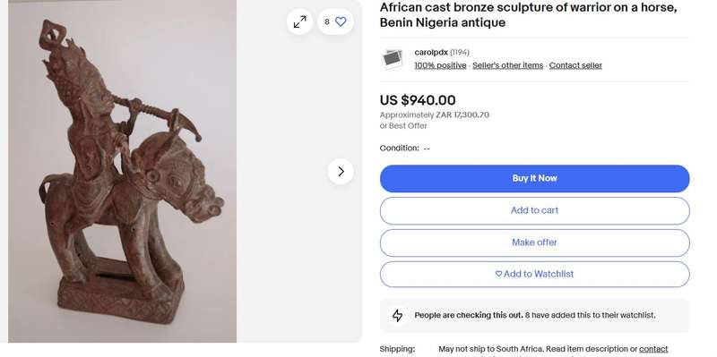 Rare Antique Benin Bronze Warrior on Horse | African Tribal Art | Cavalier Sculpture