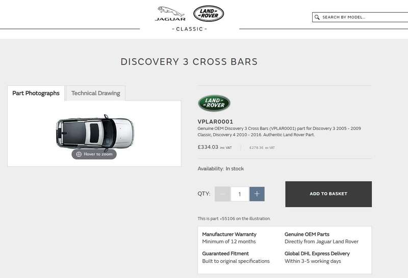 Genuine Land Rover Discovery 3 & 4 Raised Roof Cross Bars VPLAR0001  Unused with Keys