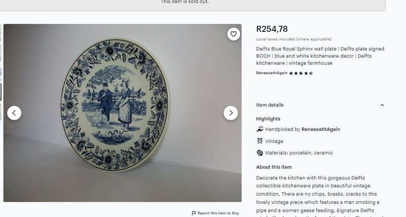 Delfts Blue Royal Sphinx Wall Plate | BOCH Signed Delftware | Vintage Dutch Landscape | Blue & White