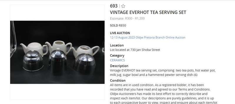 Vintage Ever-Hot Tea Set B.P Ltd 1930