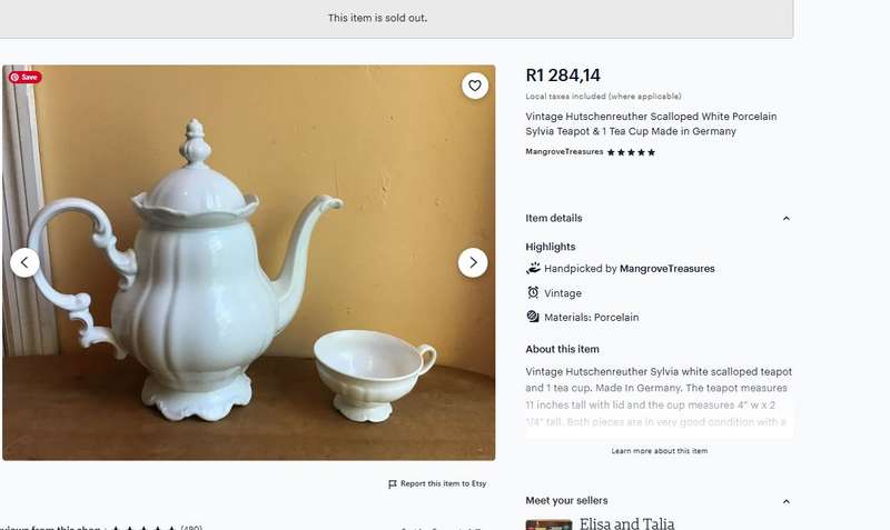Hutschenreuther Sylvia All-White Tea Set  Crafted in Germany, Discontinued