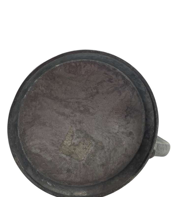 Vintage 1950s European Pewter Tankard with Flat Lid and Raised Relief Scenes  Angel Quality Mark