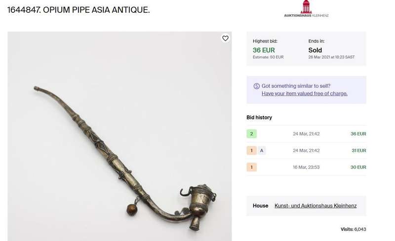 Vintage Chinese Paktong Smoking Pipe  Circa 1960s  Ornate Hand-Etched Design