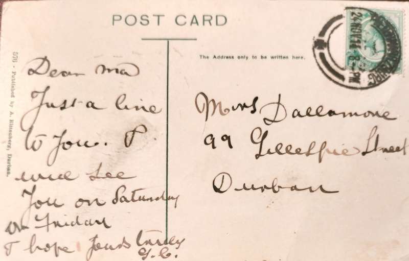 Vintage South African / Durban post card
