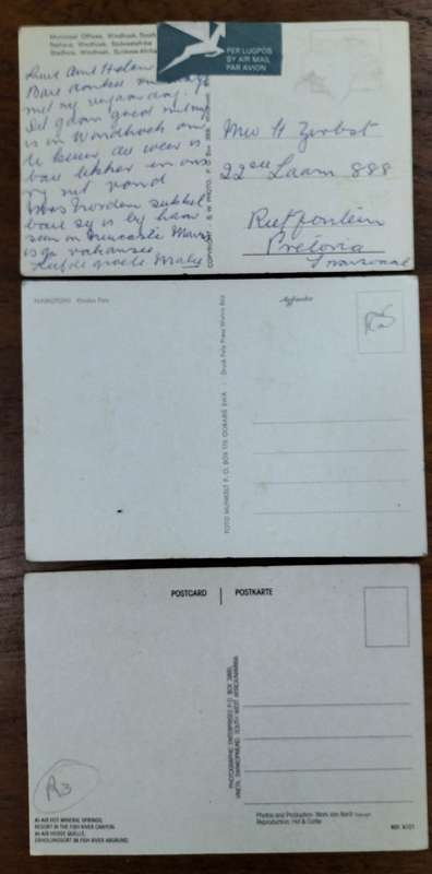 Three contemporary Namibian postcards