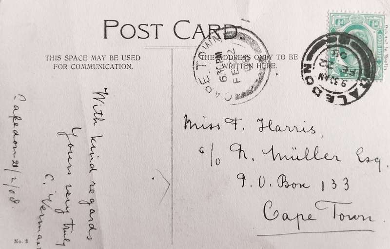 Vintage Post card - Caledon - De Venster (used)