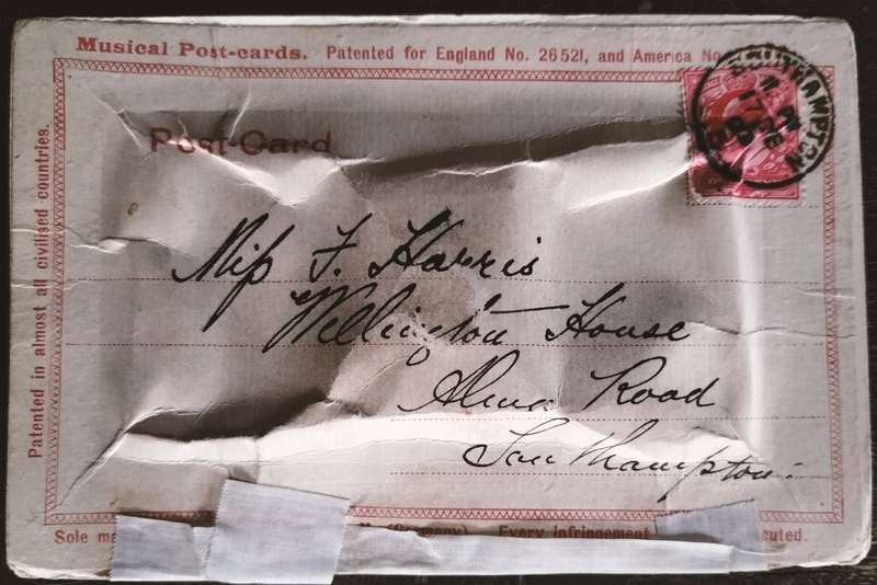 Rare musical post card - crying baby