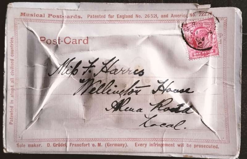 Rare musical post card - car theme