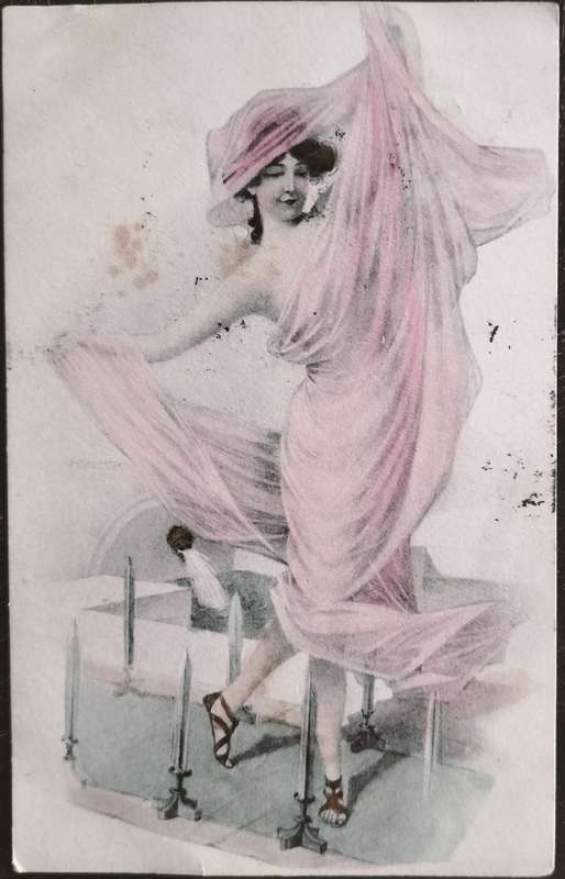 Used post card - Elegant lady