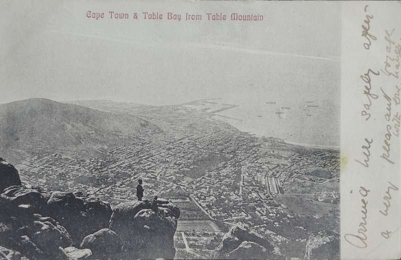 Vintage Picture post card - Cape Town from Table mountain (1905) - used