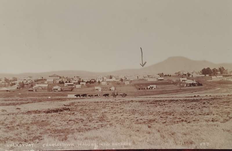 Vintage Post card - Volksrust with Majuba in distance (used - 1910)