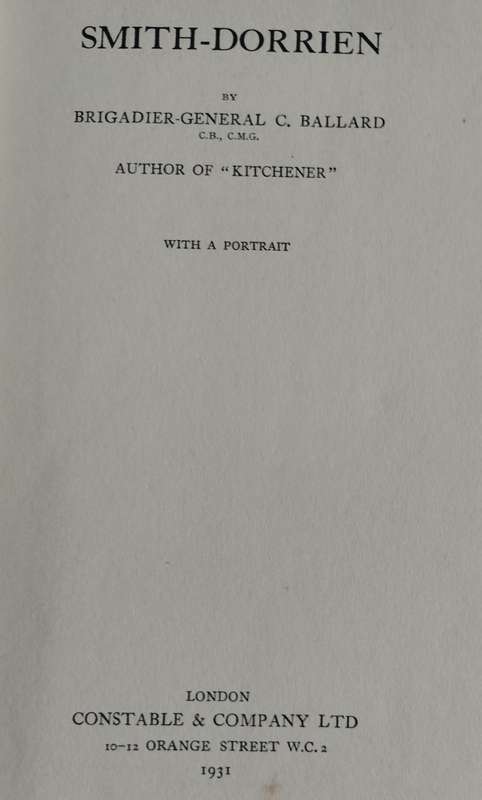 Smith-Dorrien (Ballard - 1931) - No dust jacket