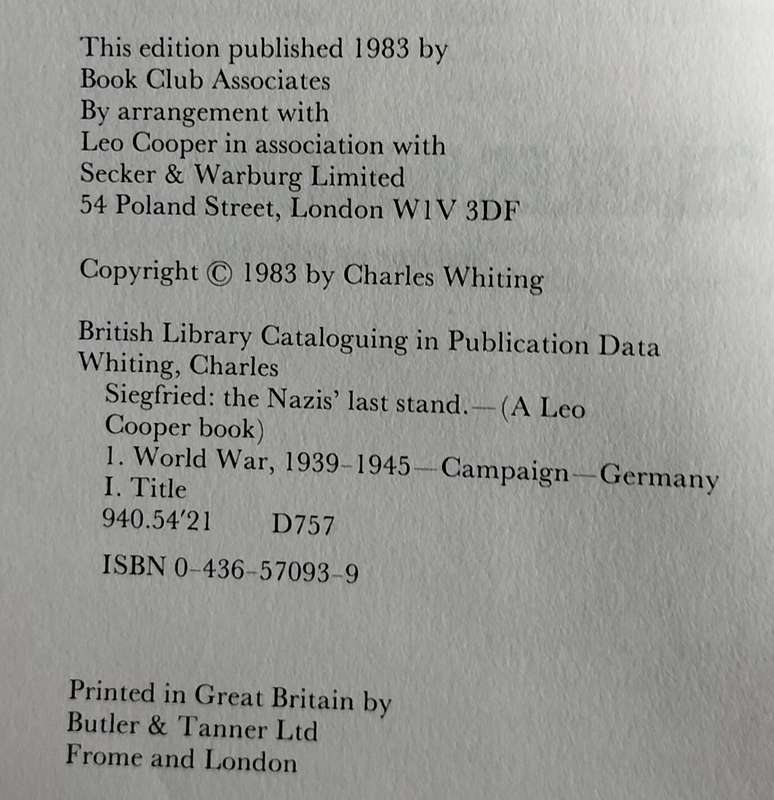 Siegfried - The Nazi's last stand (Whiting - 1983)