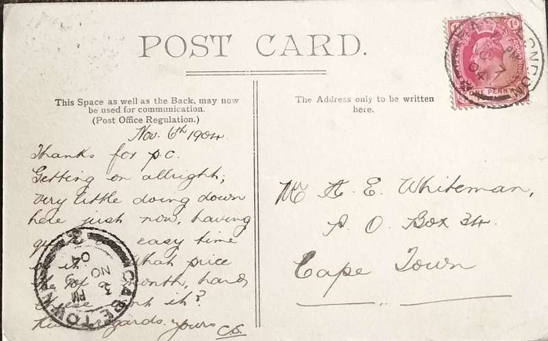 Vintage postcard - East London Harbour showing rail activity(used)