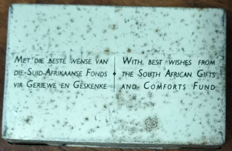 Post WW2 - New Year 1945 - tin inscribed Mrs Smuts