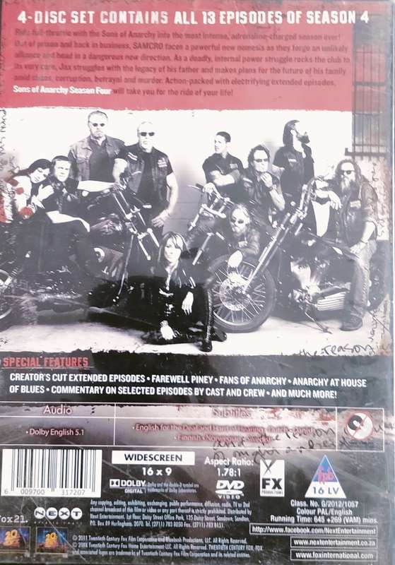DVD - Sons of Anarchy - Season 4 set (4 discs)