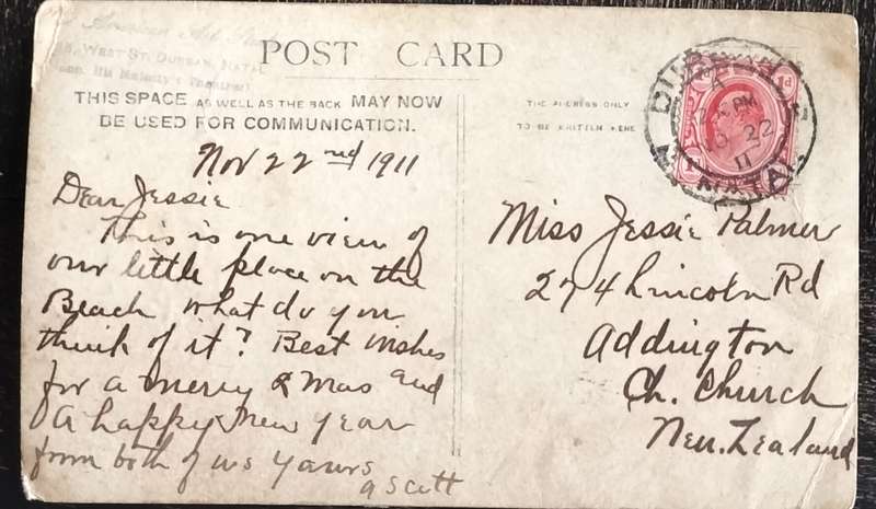 Vintage Postcard card - Durban showing Tea Cosy (1911)