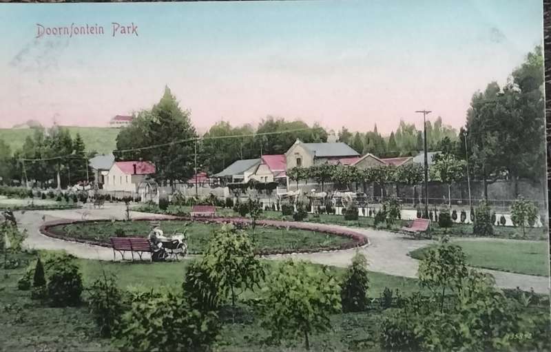 Antique Post card - Johannesburg - Doornfontein Park