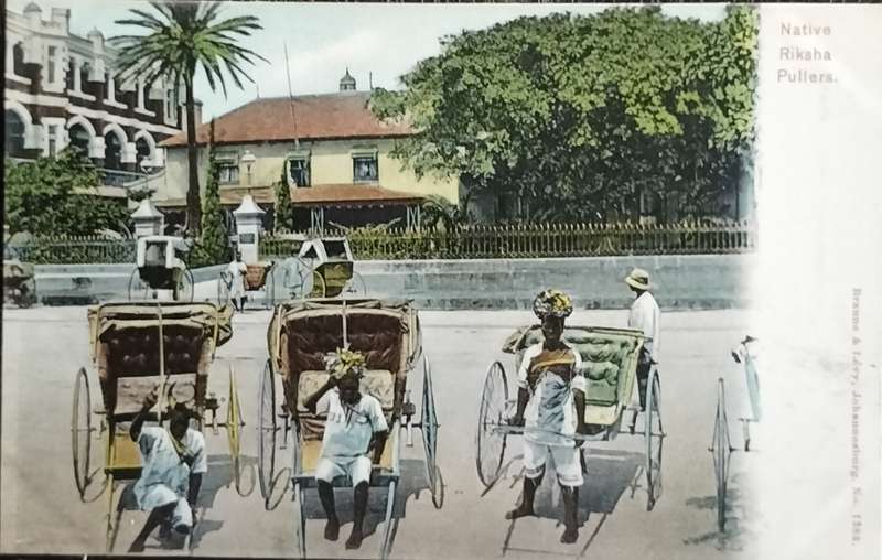 Antique Post card - Durban - Riksha pullers