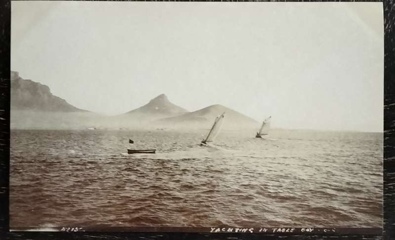 Antique Post card - Cape Town - Yachting in Table Bay