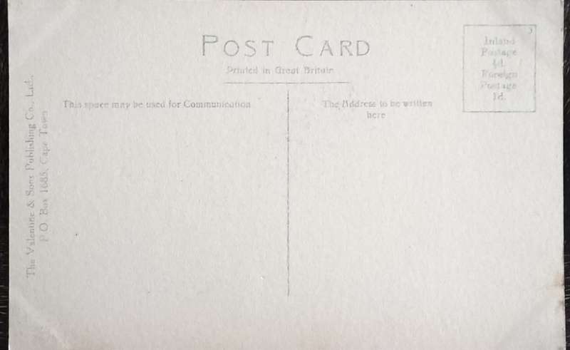 Antique Post card - Cape Town - Van Riebeek Statue and Adderley Street