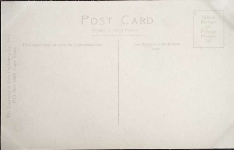 Antique Post card - Cape Town - Devils peak, Table Mountain and Lions head showing steamer leaving