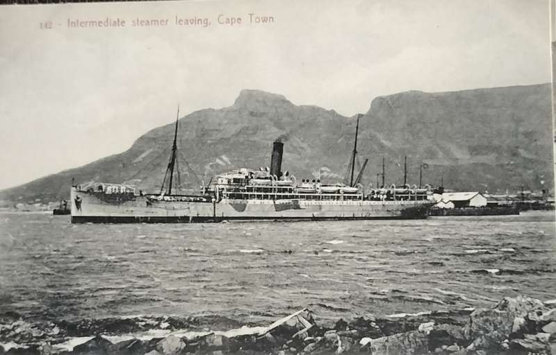 Antique Post card - Cape Town - steamer leaving harbour