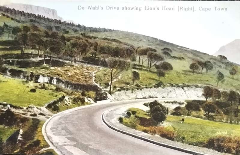 Antique Post Cards - South Africa - De Wahl's drive showing Lion's Head - Cape Town