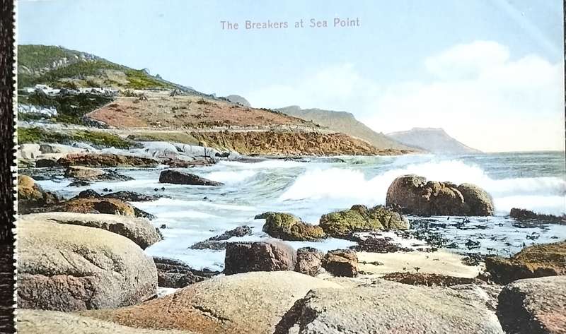 Antique Post Cards - South Africa - The breakers at Sea Point