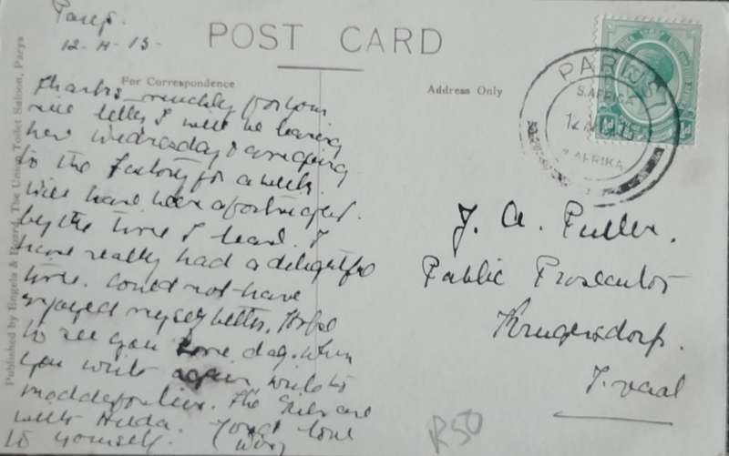 Vintage Post card - South Africa - Parys Dutch Reformed Church