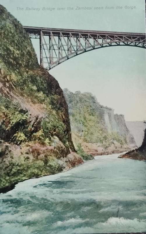 Vintage Post card - Rhodesia - Railway bridge over the Zambesi