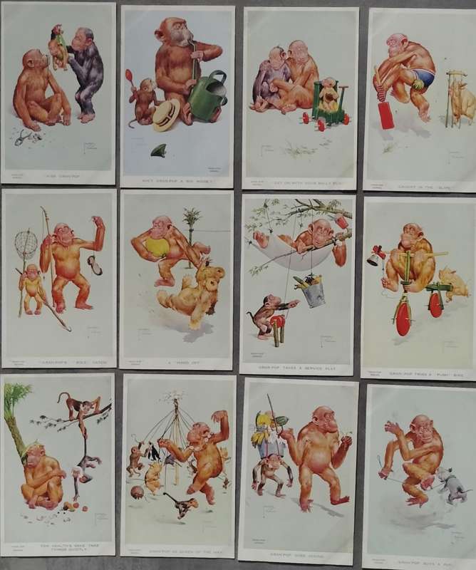 Unique postcard collection - Lawson Wood's "Gran-Pop" series (Valentine's Post Cards) x 80 cards