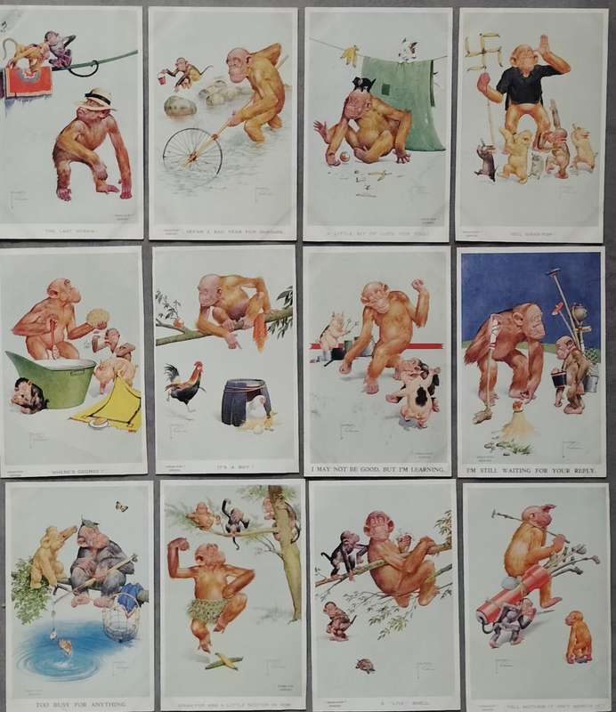 Unique postcard collection - Lawson Wood's "Gran-Pop" series (Valentine's Post Cards) x 80 cards